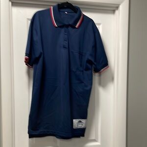 +pos Navy Umpire Polo Shirt with Red and White Trim